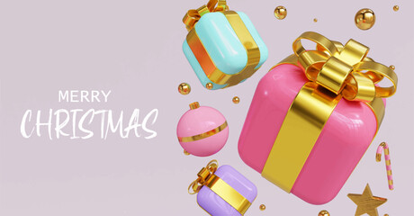 merry christmas style 2024 3d render vector gift sale holiday