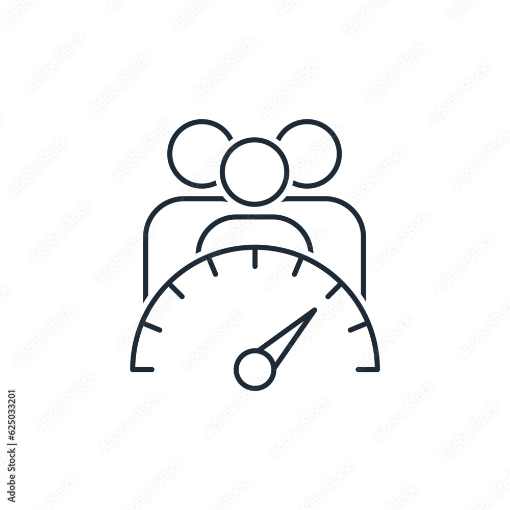 Poster load on staff. workload management. vector linear icon isolated on white background.