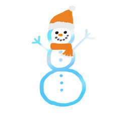 Snowman with orange hat and scarf (Christmas)