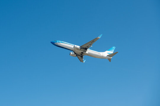 Aerolineas Argentinas Boeing 737 800 on the apron at Jorge Newbery Airfield in Buenos Aires. It is the the nation's busiest airport by passenger traffic in 2023.