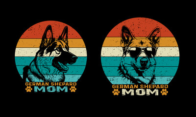 German Shepherd Mom-Vintage design.Dog lover shirt.mothers Day. 
