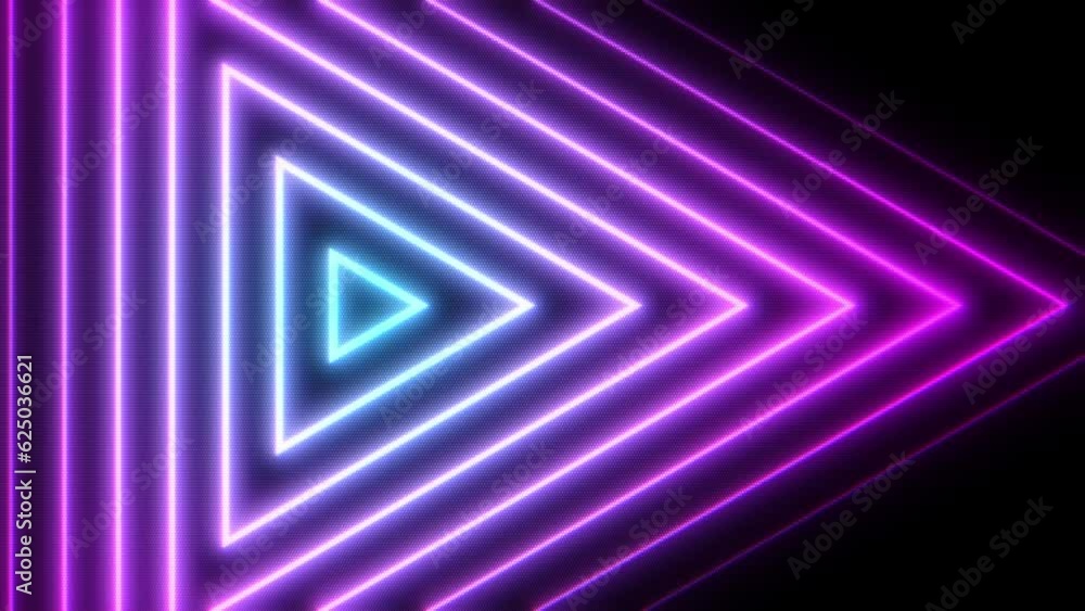 Poster glow animated pink and blue concentric triangle lines with lcd screen raster. seamless loop abstract