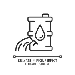 Oil spill linear icon. Environmental contamination. Ocean pollution. Chemical accident. Fuel tanker. Human impact. Thin line illustration. Contour symbol. Vector outline drawing. Editable stroke