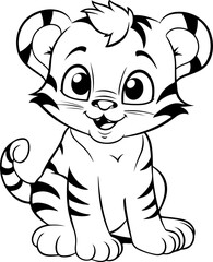 Cute tiger cartoon coloring page