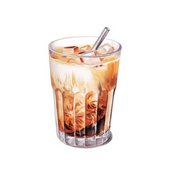 watercolor glass of cola with ice