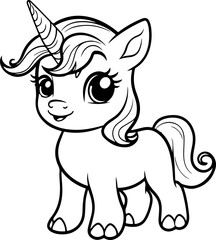 Cute unicorn pony cartoon coloring page