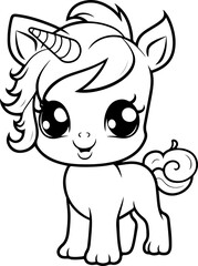 Cute unicorn pony cartoon coloring page