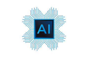AI processor vector icon for websites. computing processor board chip mini AI CPU icon in abstract style 