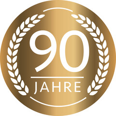 Button 90 Jahre Gold 