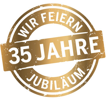 Button Wir feiern 35 Jahre Gold zerkratzt