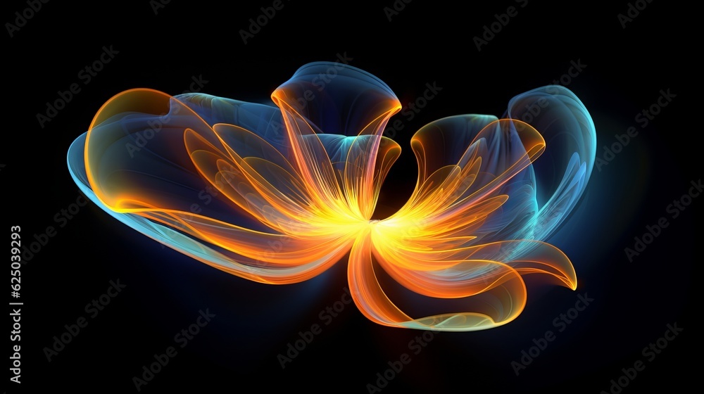 Poster 3d render of abstract art with part of surreal alien flower in curve wavy organic elegance biologica