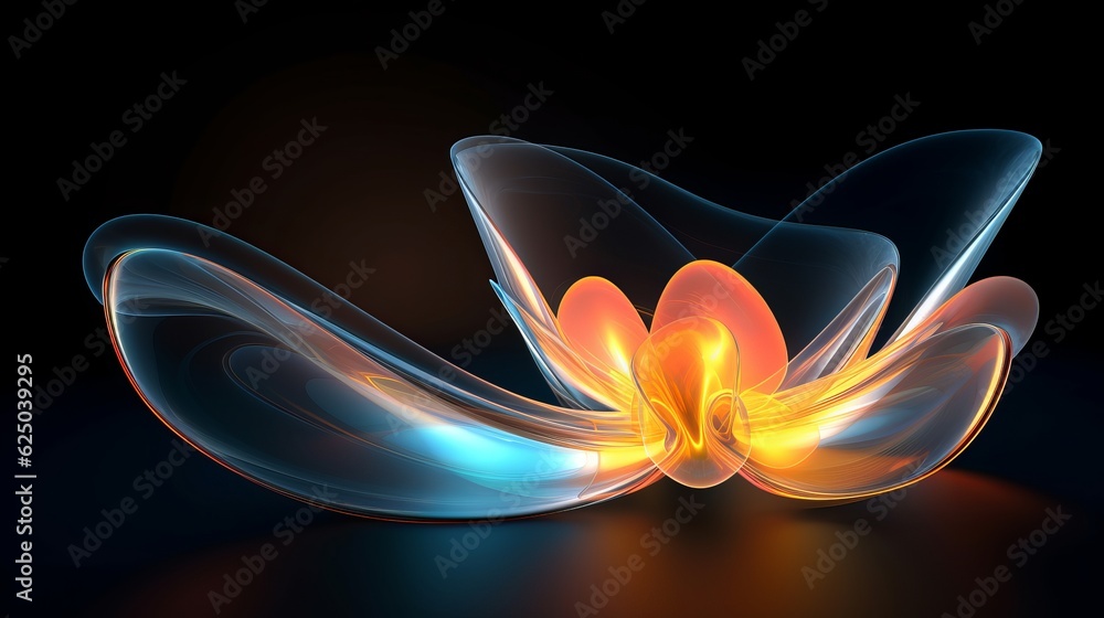 Poster 3d render of abstract art with part of surreal alien flower in curve wavy organic elegance biologica