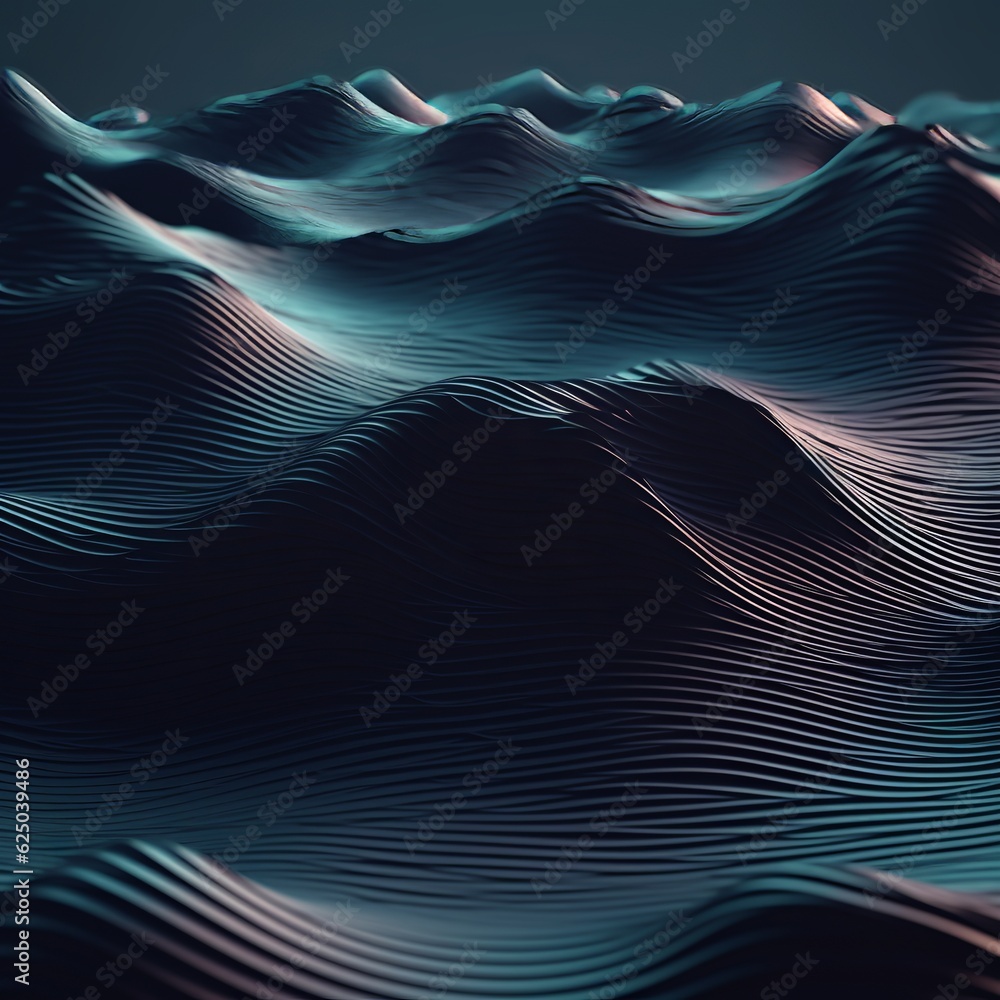 Poster background 3d rendering. wave, dark colours generative ai