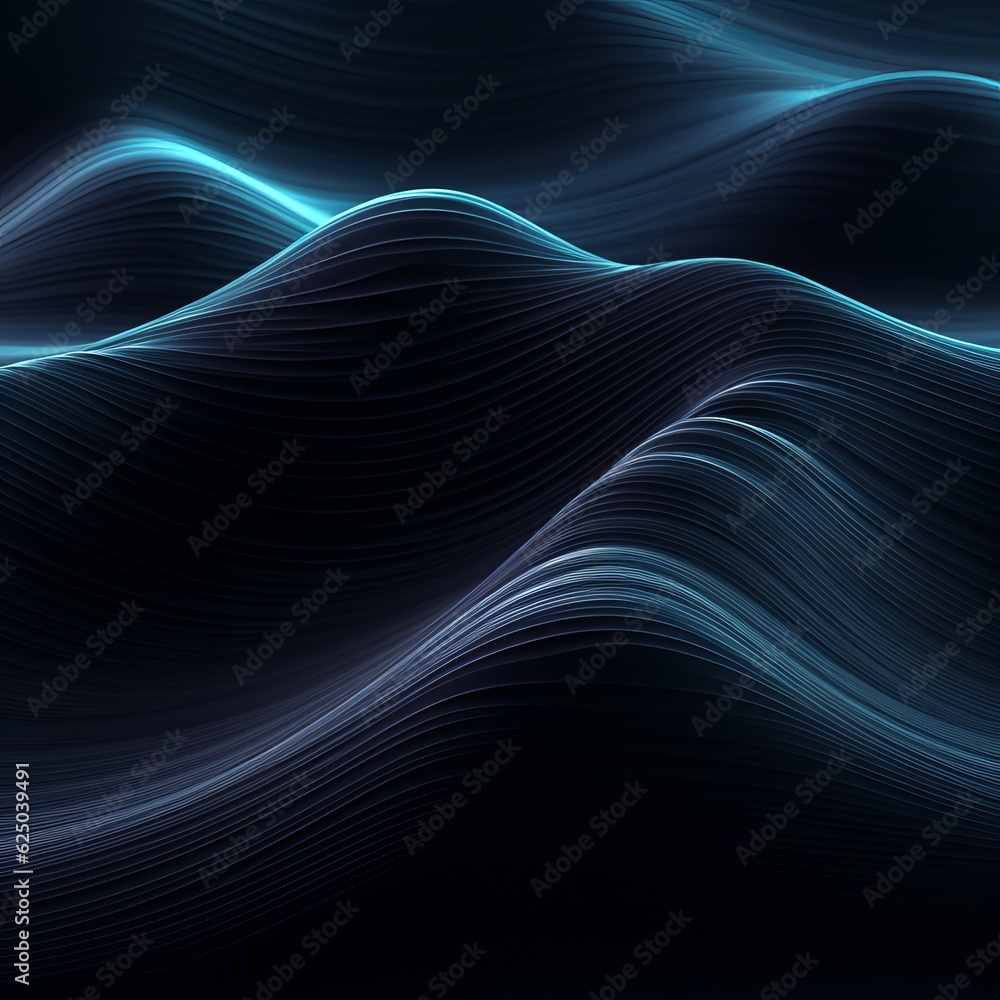 Poster background 3d rendering. wave, dark colours generative ai