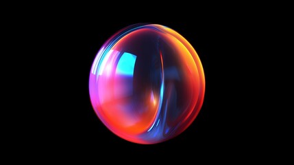 futuristic 3d rendering abstract ball, color gradient spherical glass orb on black, modern graphic design element generative ai