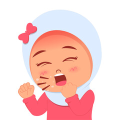 Cute girl has fever and cough
