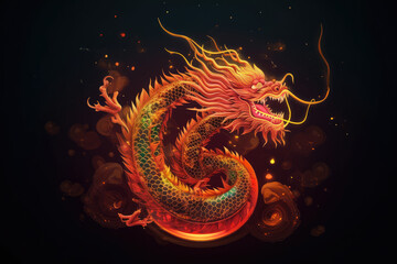  Fantasy Chinese dragon background for new year lunar 2024, generative AI - obrazy, fototapety, plakaty