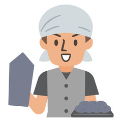 左官職人の男性のイラスト