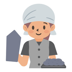 左官職人の女性のイラスト