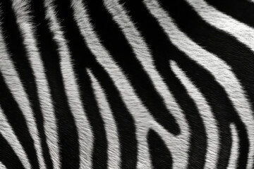 Zebra short fur hair texture background from African wild animal jungle black and white color stripped created with Generative AI