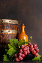 Wine bottle and grapes