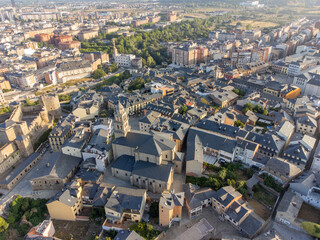 Aerial Morning View of Ponferrada, Spain