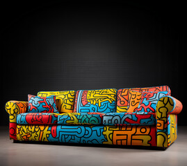 Bohemian theme sofa to enrich black wall