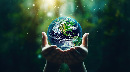 Earth globe in hands. Save the Earth concept. Ecology concept