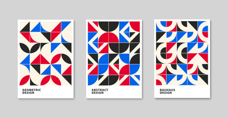 Bauhaus geometric pattern design. Trendy bauhaus cover template. Modern geometric shape poster design. Vector illustration