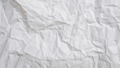 White crumpled paper, recycle paper texture, copy space for text.