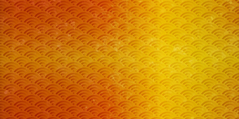 青海波文様　ゴールドのグラデーション背景イラスト　和柄