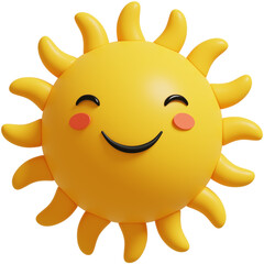 3D Sun Emoji.Happy sun, funny cute character.