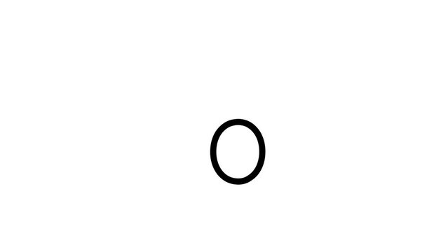O letter small writing cartoon animation. Compatibile part of alphabet serie. Handwriting educational style for children. Good for education movies, presentation, learning alphabet, etc...