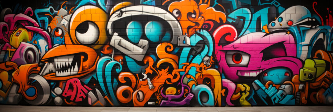 Fototapeta graffiti wall abstract background, idea for artistic pop art background backdrop