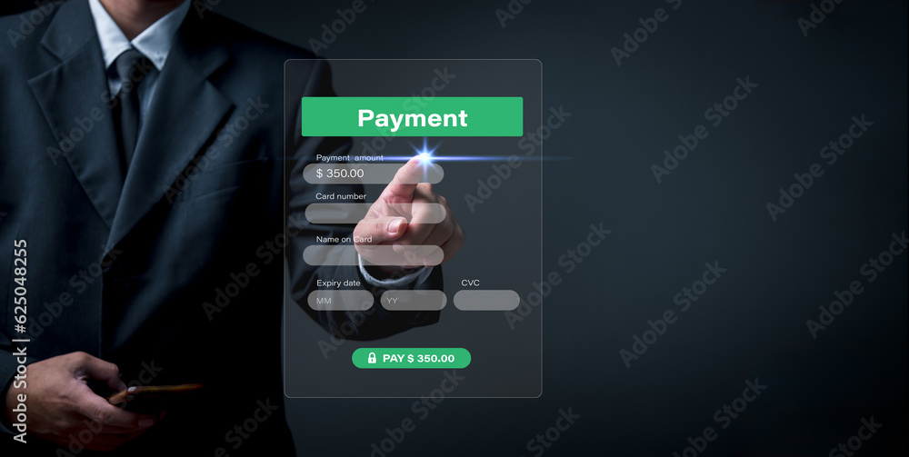 Aufkleber businessman using smartphone to make digital payment online transactions.convenient and secure way t