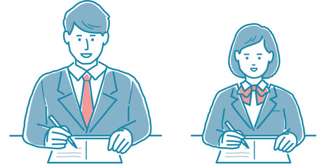 授業や勉強をしている学生　男女