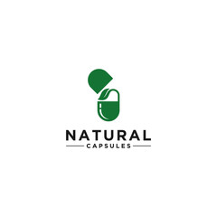 natural capsule logo template in white background