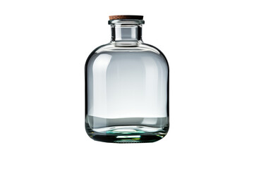 Round blank glass bottle isolated on transparent background. Generative Ai
