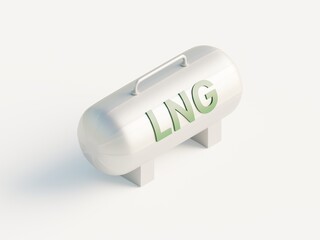 Illustration of the LNG tank. Gas tank with a white background. Powered by natural gas. Reduction of impact on the natural environment. Clean fuel.