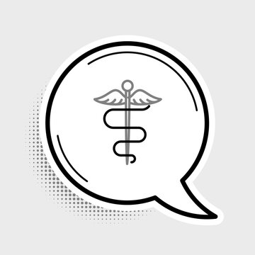Line Caduceus snake medical symbol icon isolated on grey background. Medicine and health care. Emblem for drugstore or medicine, pharmacy. Colorful outline concept. Vector