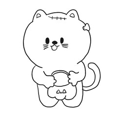 Halloween Cat hand drawn