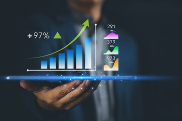 KPI Businessman data analytics working on business analytics dashboard with charts metrics to...
