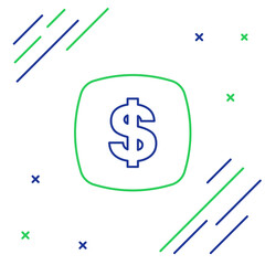 Line Dollar symbol icon isolated on white background. Cash and money, wealth, payment symbol. Casino gambling. Colorful outline concept. Vector