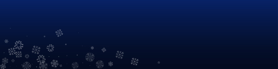 Fototapeta na wymiar White Snow Vector Blue Panoramic Background.