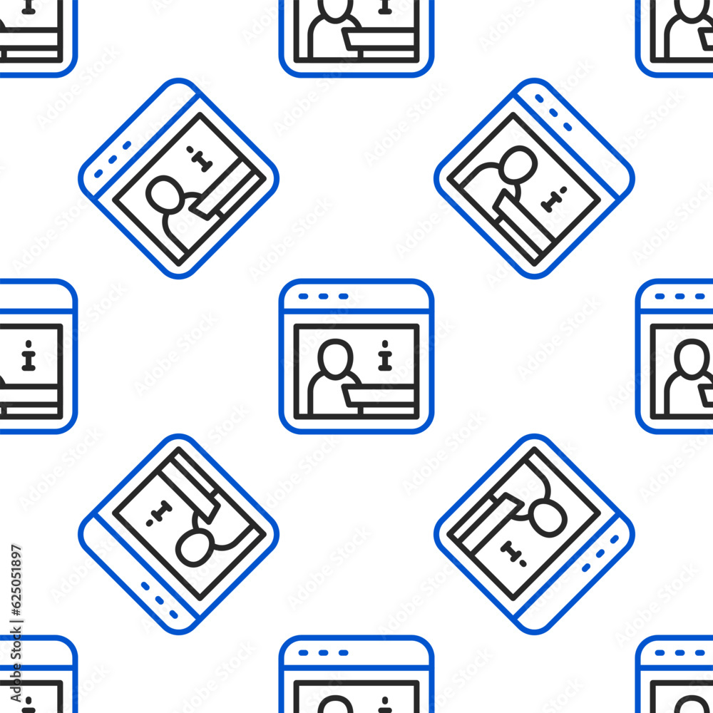 Poster line information icon isolated seamless pattern on white background. colorful outline concept. vecto