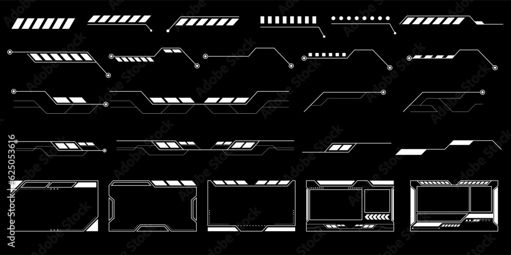 Poster sci-fi futuristic hud dashboard display virtual reality technology screen. user interface set. stati