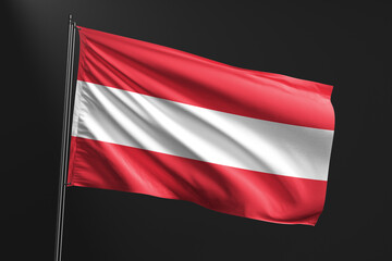 3d illustration flag of Austria. Austria flag waving isolated on black background. flag frame with empty space for your text.