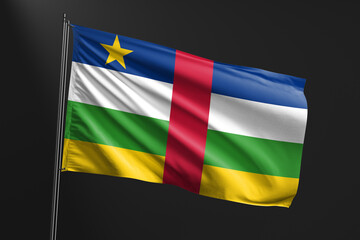 3d illustration flag of Central African Republic. Central African Republic flag waving isolated on black background. flag frame with empty space for your text.