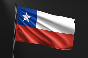 3d illustration flag of Chile. Chile flag waving isolated on black background. flag frame with empty space for your text.