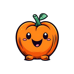 halloween cute cartoon pumpkin character smile isolated on white background generative AI.